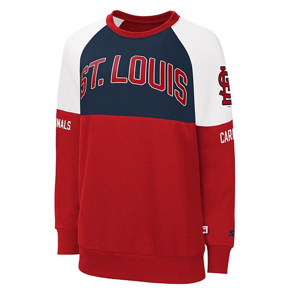 

Женский красный/темно-синий свитшот St Louis Cardinals Baseline Raglan Starter
