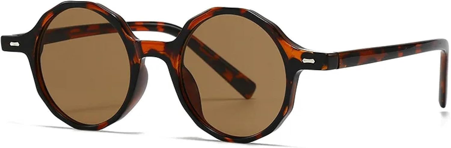 

Классические круглые солнцезащитные очки с заклепками для женщин и мужчин. Популярный винтажный стиль панк, стиль для активного отдыха, вождения и роскошный дизайн TVTBBVV, Leopard Tea