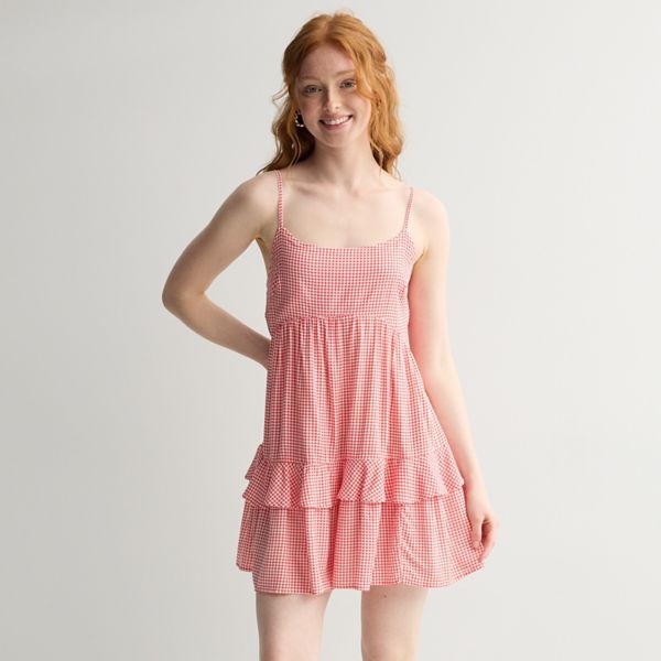 

Мини-платье с ярусами и рюшами для девушек So, цвет red white gingham