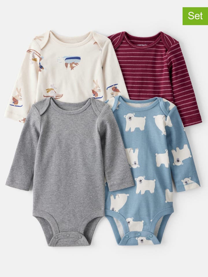 

Carter's Комплект из 4 боди светло-голубого/серого/бордового/бежевого цвета