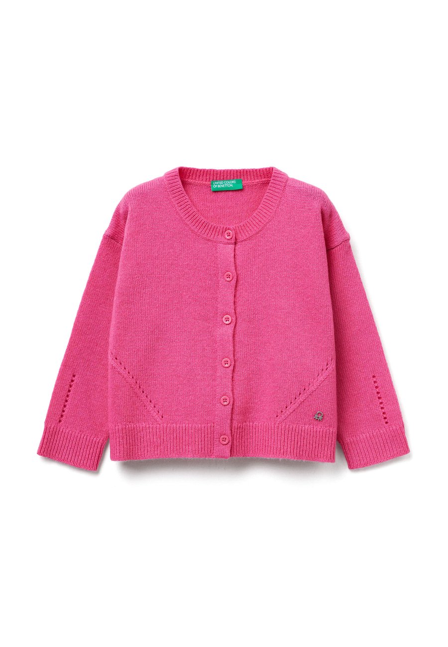

Кардиган United Colors of Benetton WITH PERFORATED DETAILING, Pink