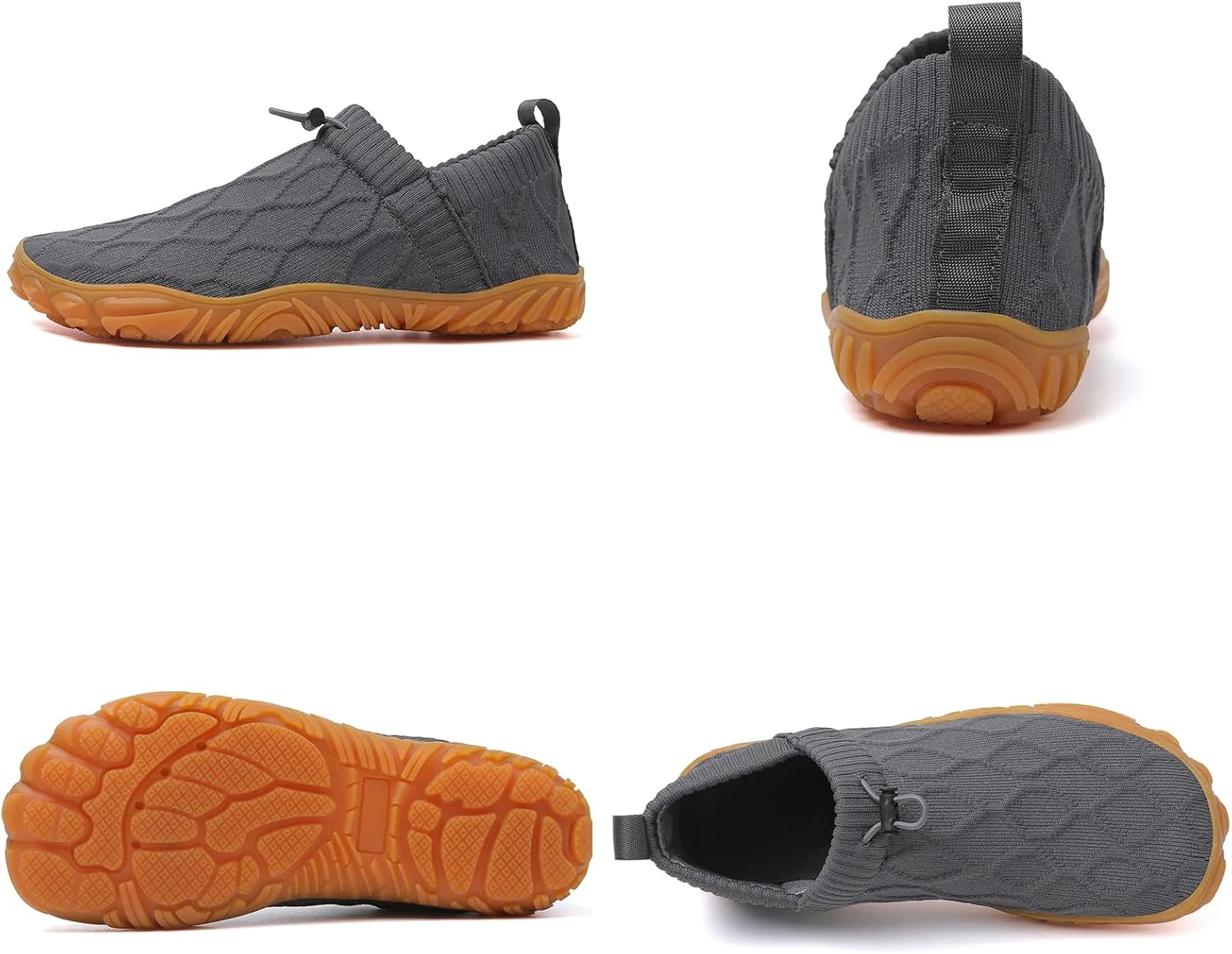 

Мужские кроссовки Tongzone с широкой носочной частью, слипоны для бега, трейлраннинга и ходьбы, с нулевым перепадом подошвы, серый