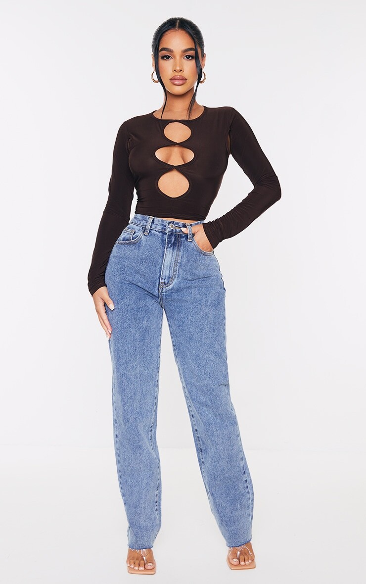 

PrettyLittleThing Миниатюрные винтажные потертые длинные прямые джинсы