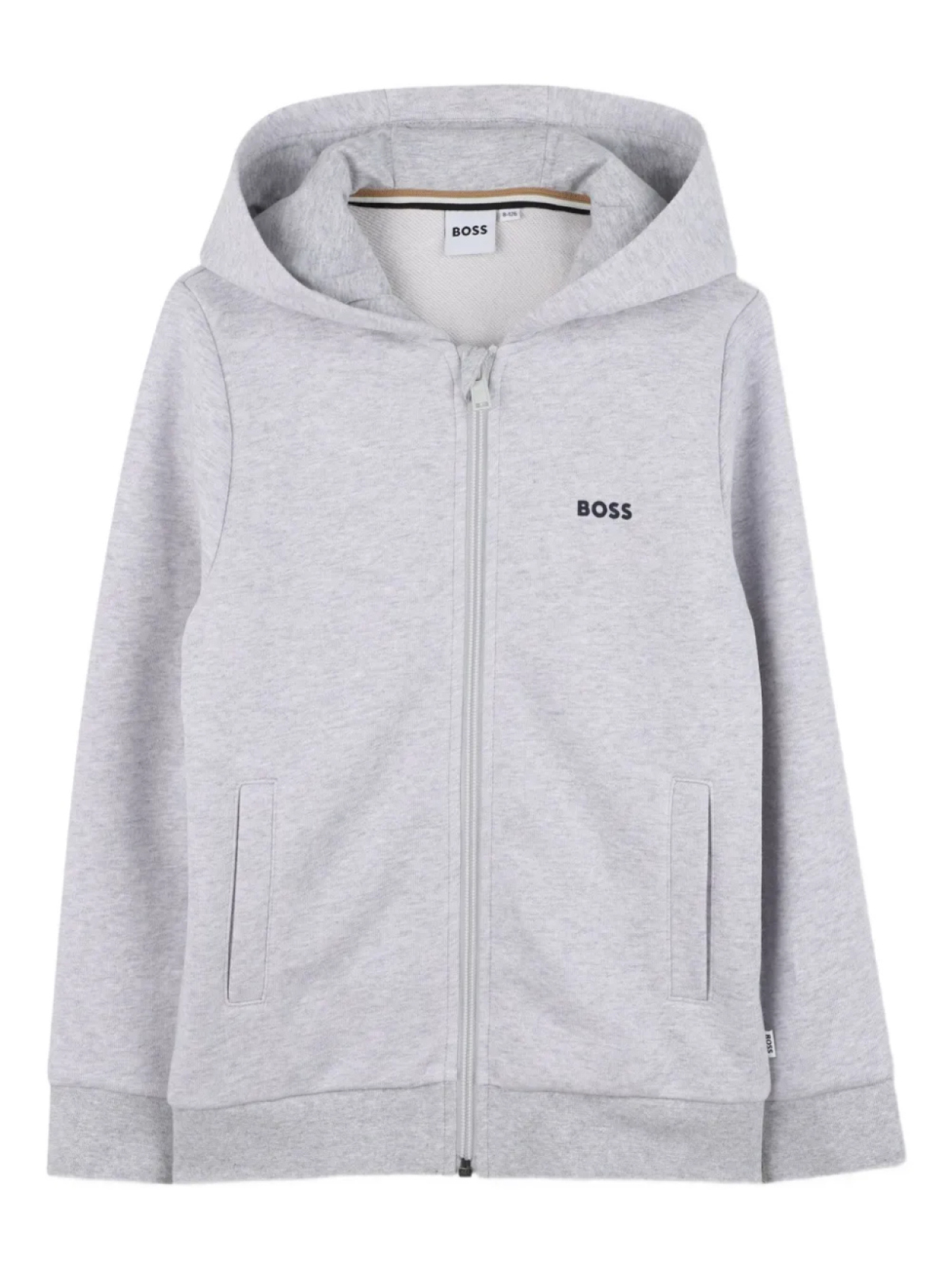 

Толстовка с капюшоном на молнии с логотипом BOSS Kidswear, серый