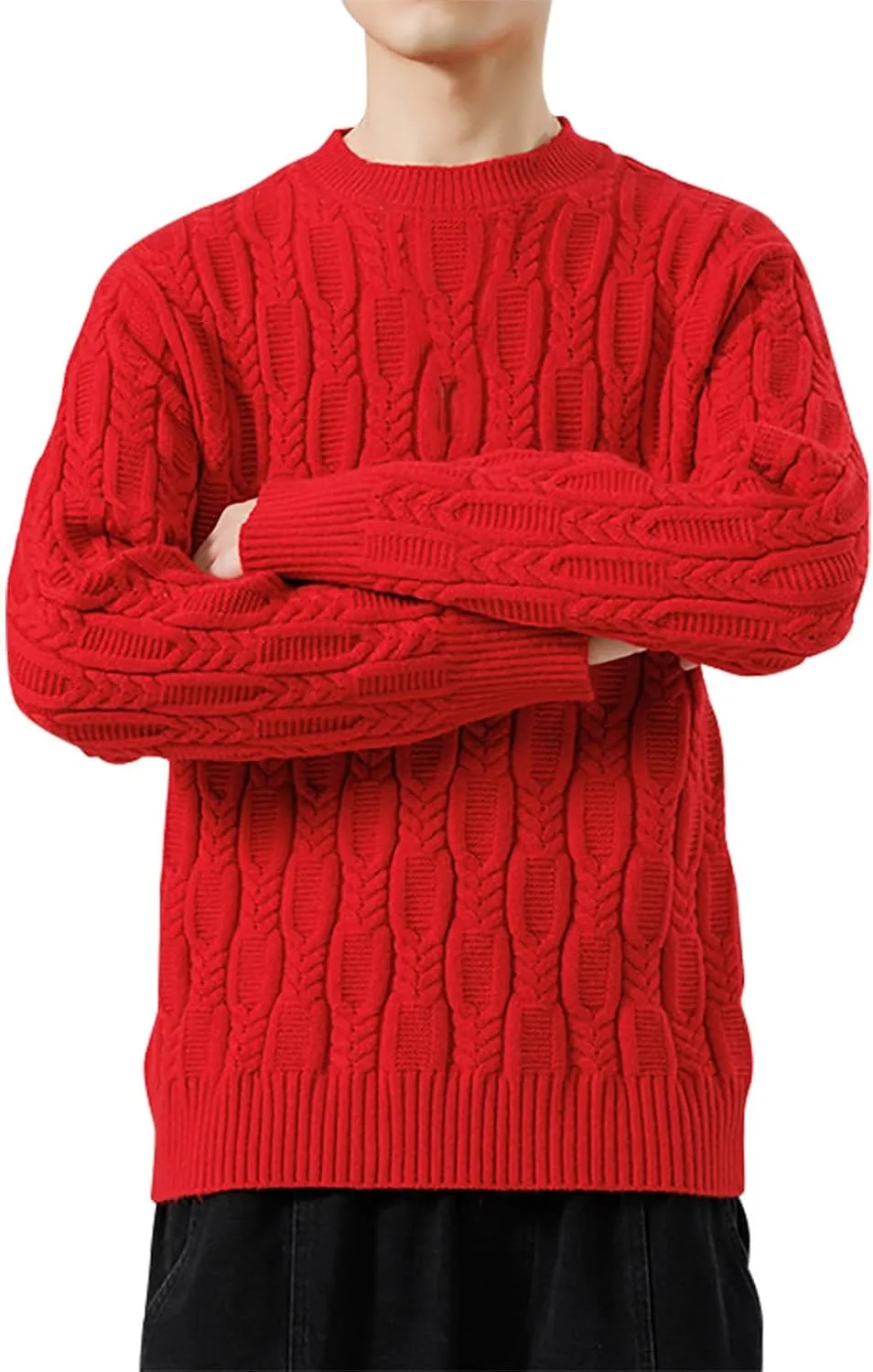 

Мужской оверсайз свитер с косой вязкой, лонгслив