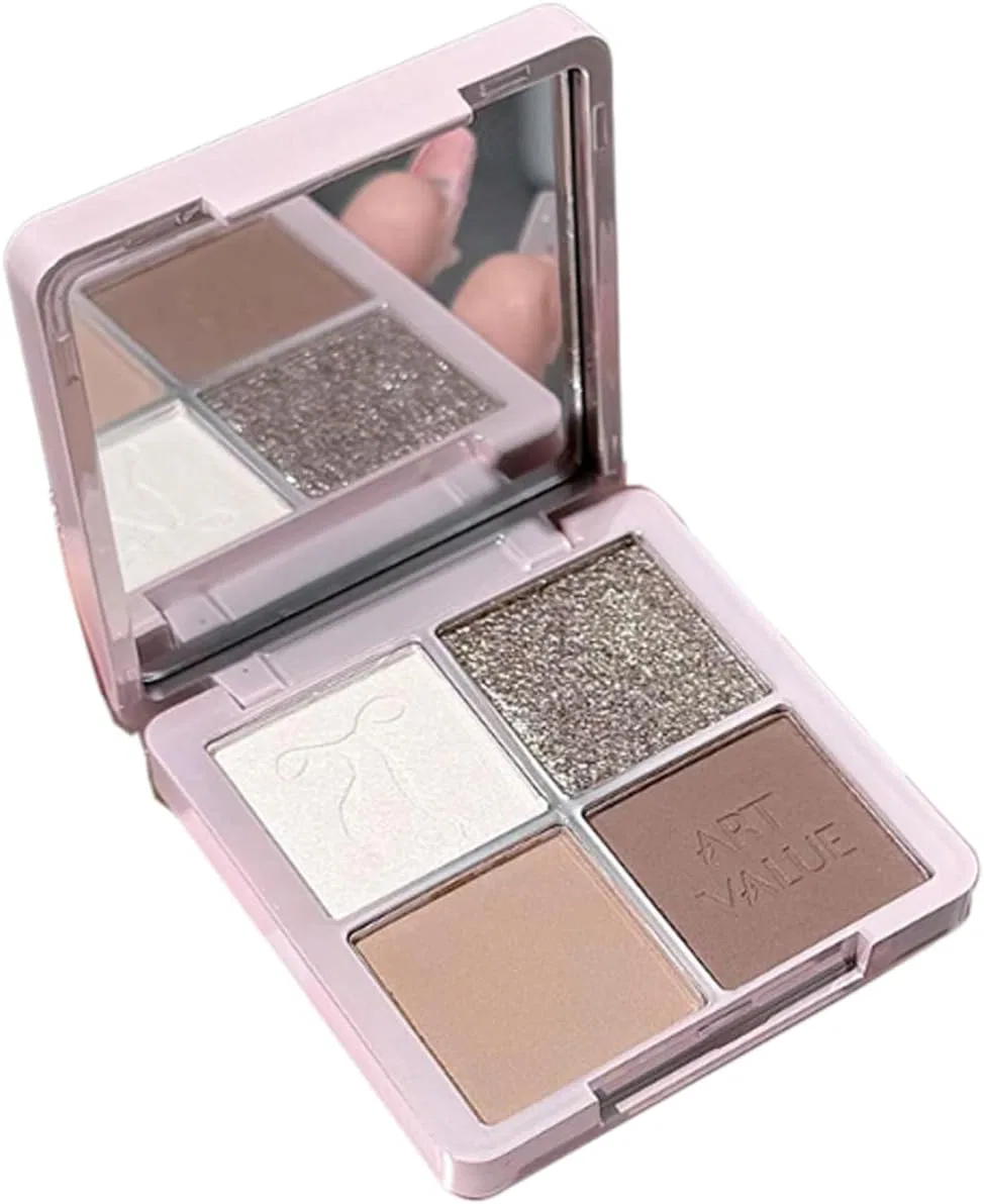 Палетка теней для век 4 цвета матовая и шиммер Hveuluop Gieen 04# Cookie Palette