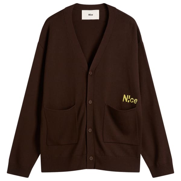 

Вязаный кардиган с вышитым логотипом N!Ce, коричневый