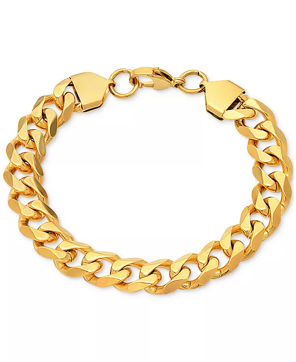 

Мужской браслет с кубинскими звеньями золотистого цвета Steeltime, gold