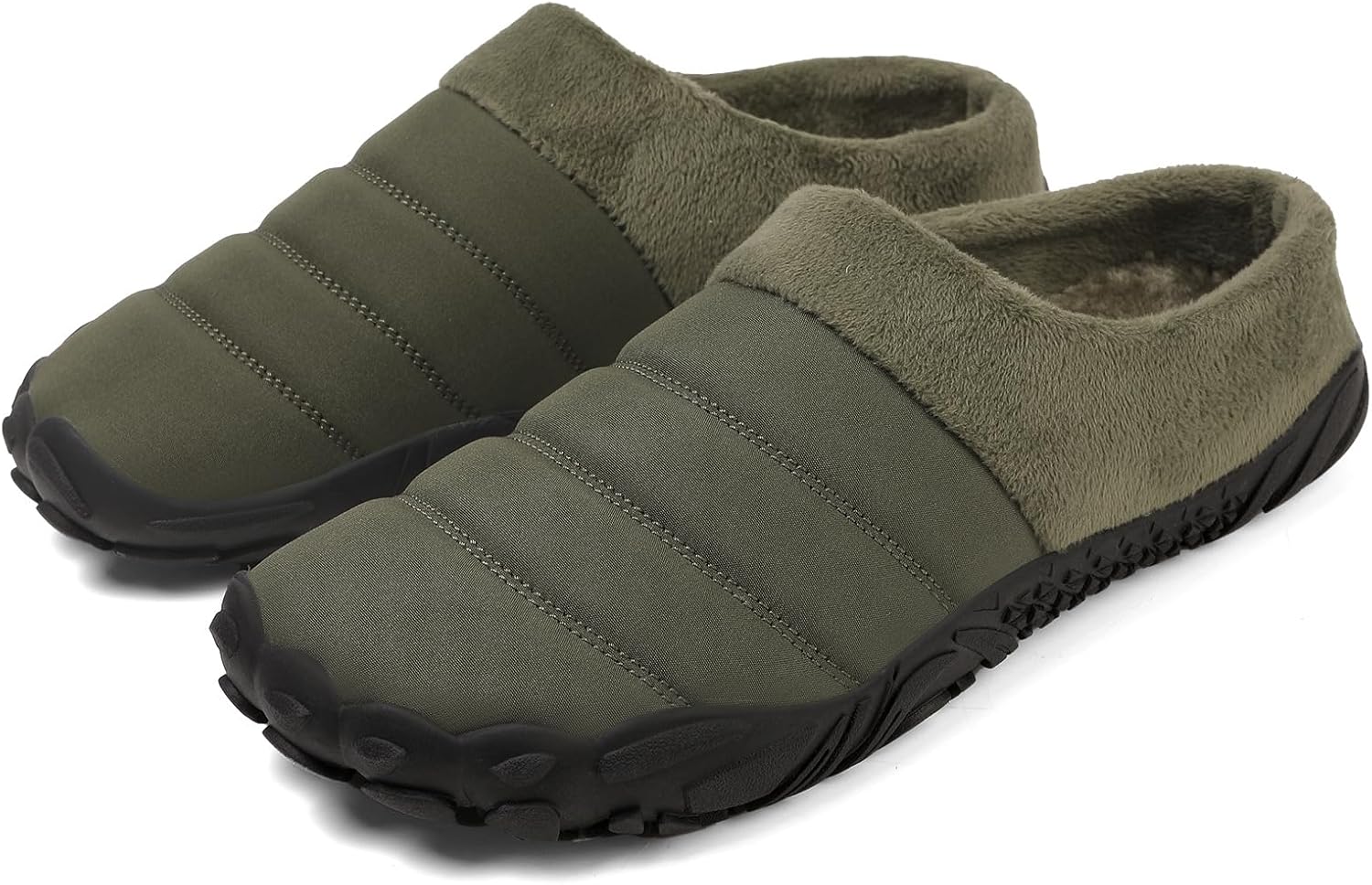 

Мужские зимние теплые тапочки с пушистой подкладкой, удобные для дома и улицы, с противоскользящей резиновой подошвой Soft Time Toy, зеленый