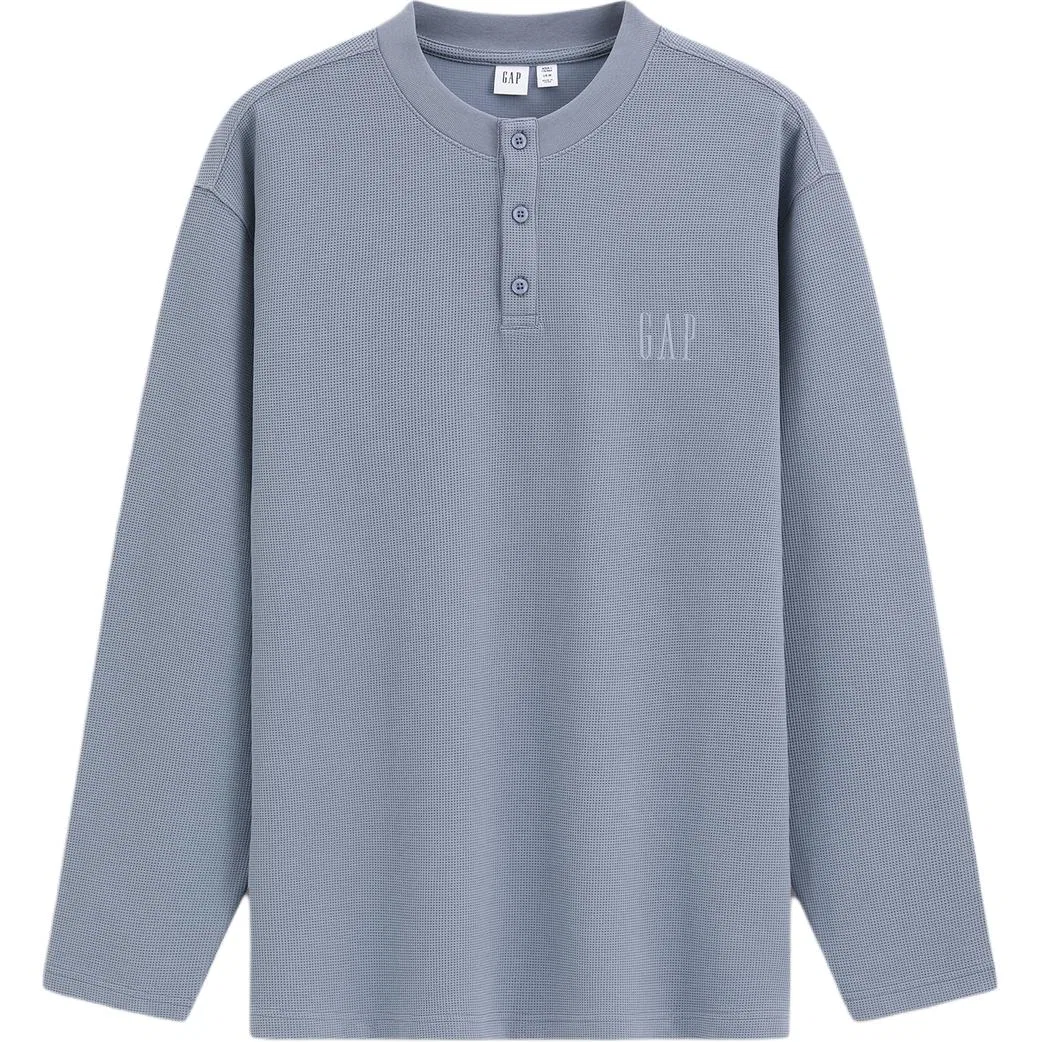 Футболка GAP Henry Collar серо-голубая