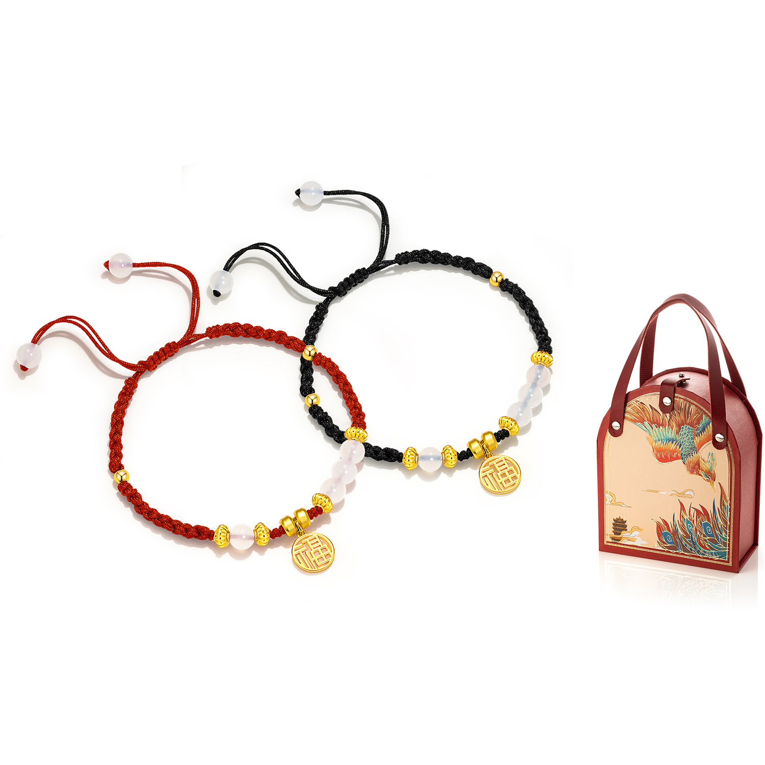 

Браслет из халцедона Jodie&Kevin унисекс Jodie＆Kevin, 1 Pair+Flying Phoenix Box