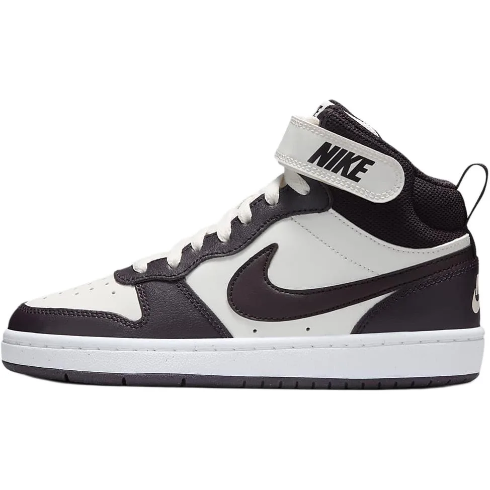 Nike Кроссовки для скейтбординга Court Borough 2 Leather Slip Resistant Abrasion Resistant Mid top детские бело-бордовые
