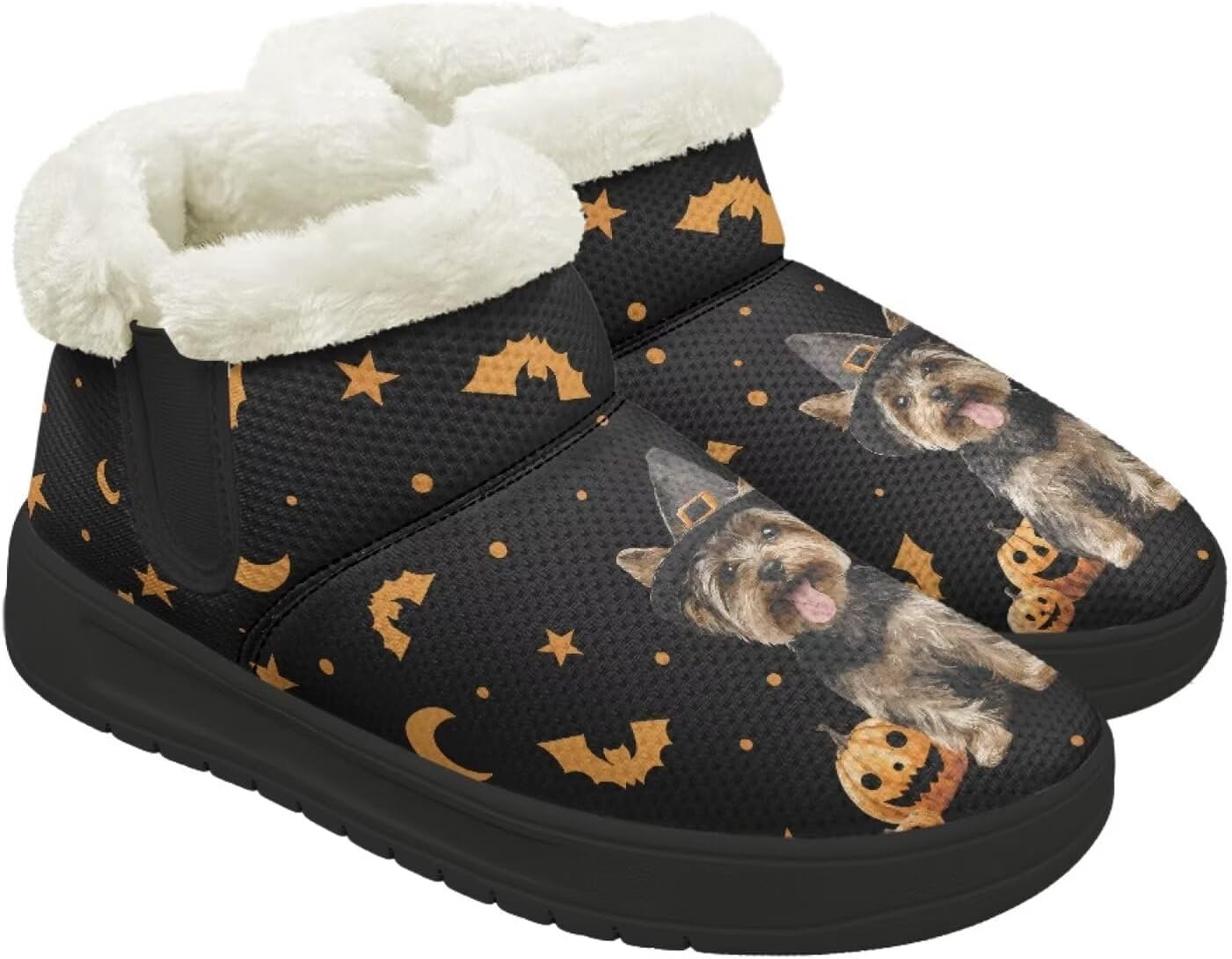 

Женские и мужские зимние ботинки Forchrinse на Хэллоуин с меховой подкладкой, модные теплые ботильоны, Halloween Dog Pumpkin