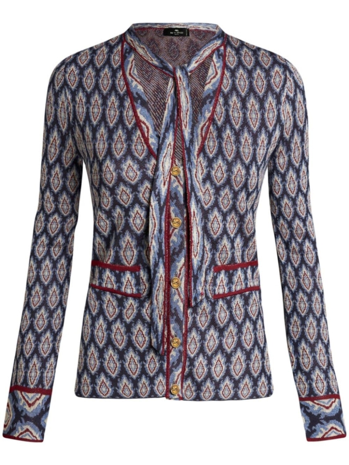 

ETRO жаккардовый кардиган с бантом, синий