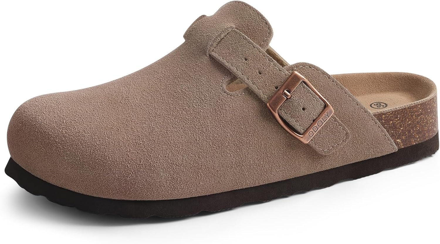 

Замшевые сабо для женщин и мужчин с мягкой пробковой стелькой, кожаные мюли, удобные обувь «картошка» с поддержкой свода Odoly, Mocha