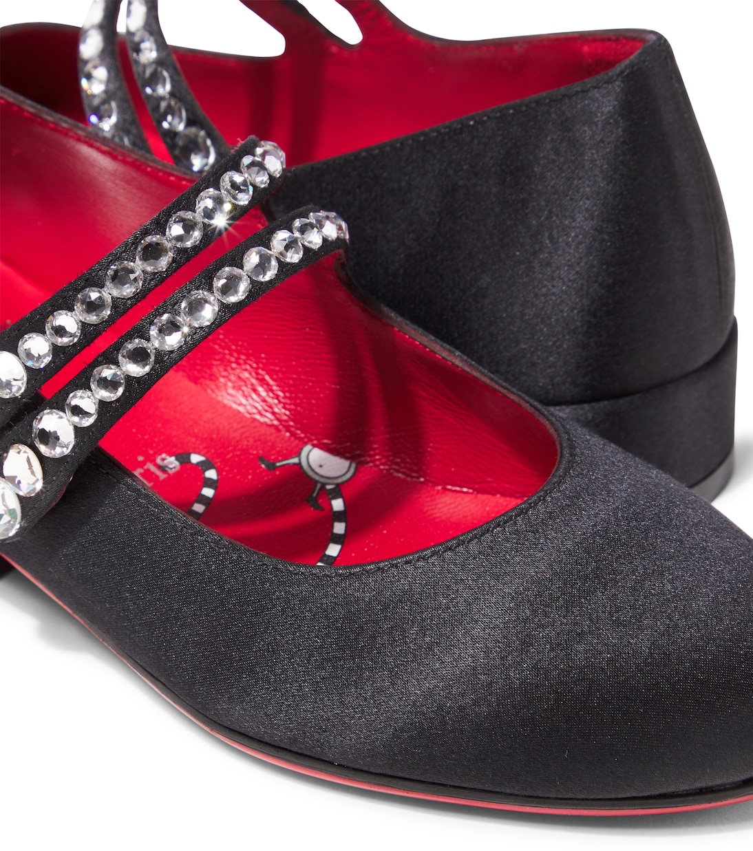 Балетки Mary Jane из сатинового крепа Jane Fille Christian Louboutin Kids, Black/Lin Loubi — фото 4
