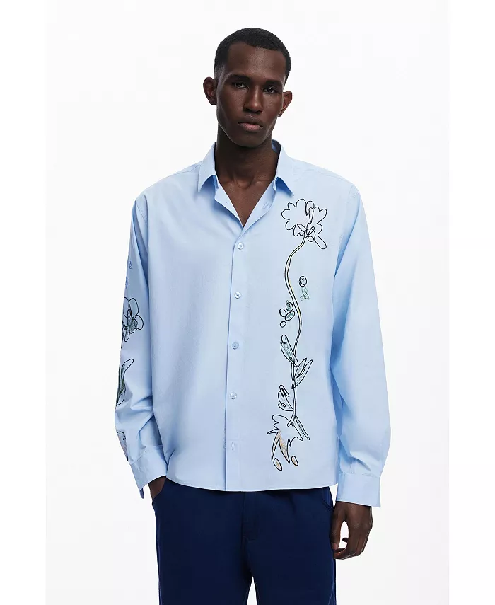 

Мужская рубашка с длинным рукавом и вышивкой Desigual, синий