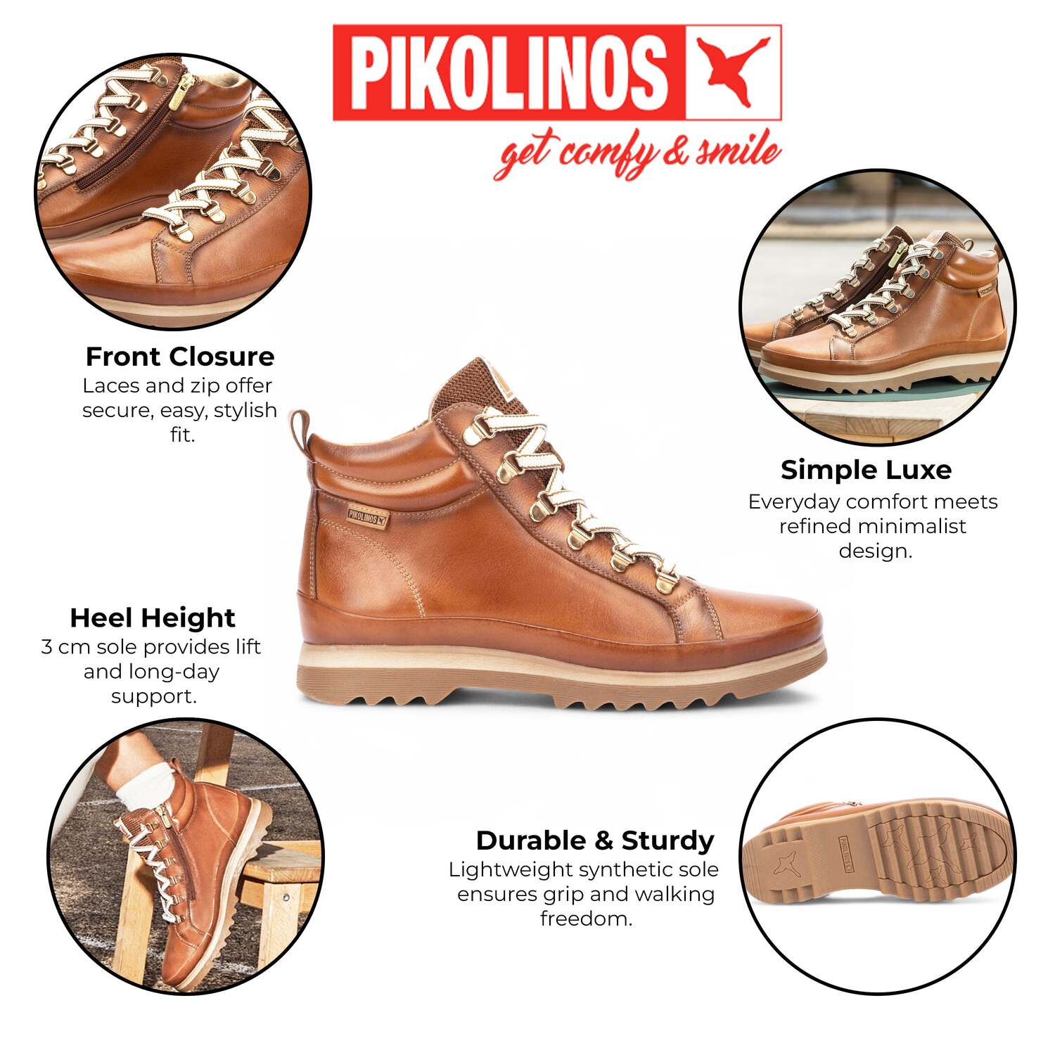 Pikolinos женские замшевые ботинки-трейнеры до щиколотки в цвете бренди - Vigo, коричневый — фото 2