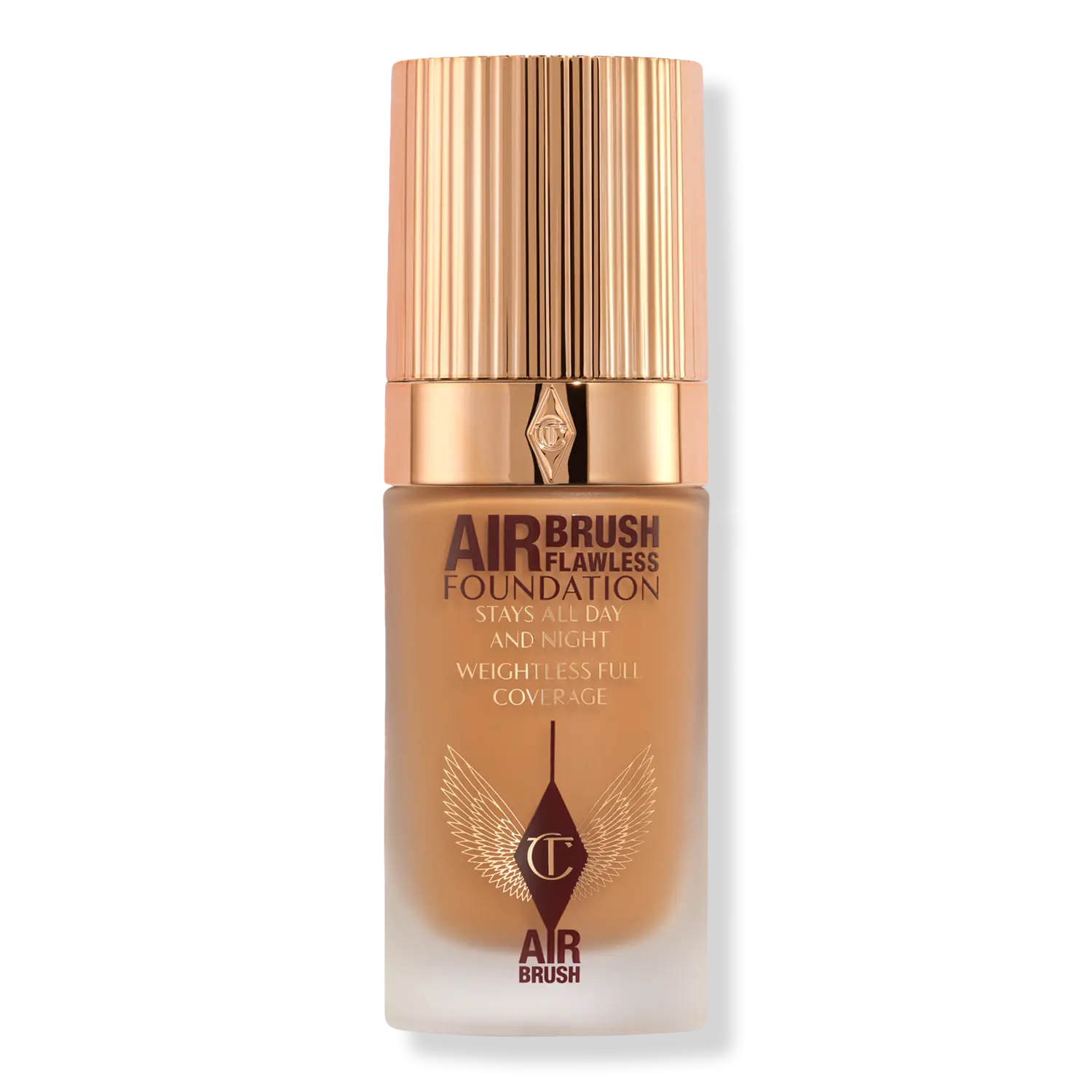 

Безупречная тональная основа, нанесенная аэрографом Charlotte Tilbury, 10 Warm (tan with warm undertones)