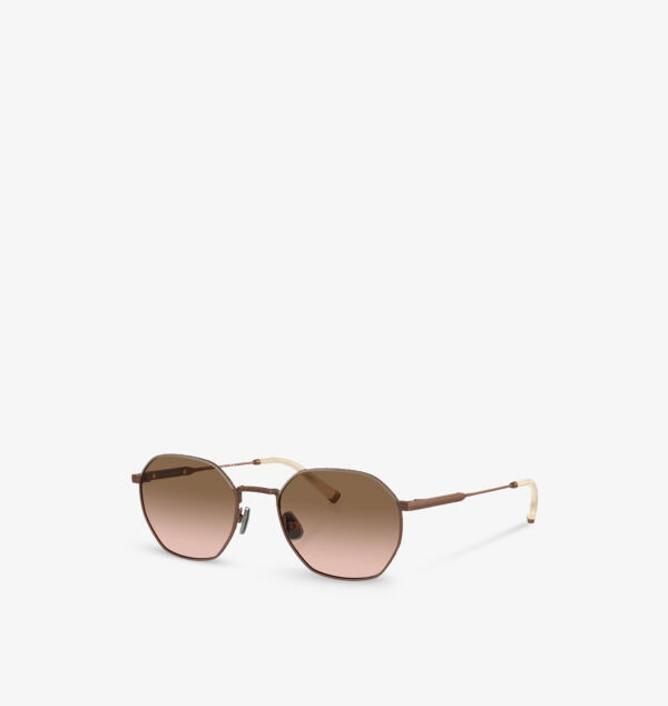 Солнцезащитные очки Bc2004St Sartorial Sunset в круглой оправе из титана с покрытием из розового золота Brunello Cucinelli, коричневый — фото 2