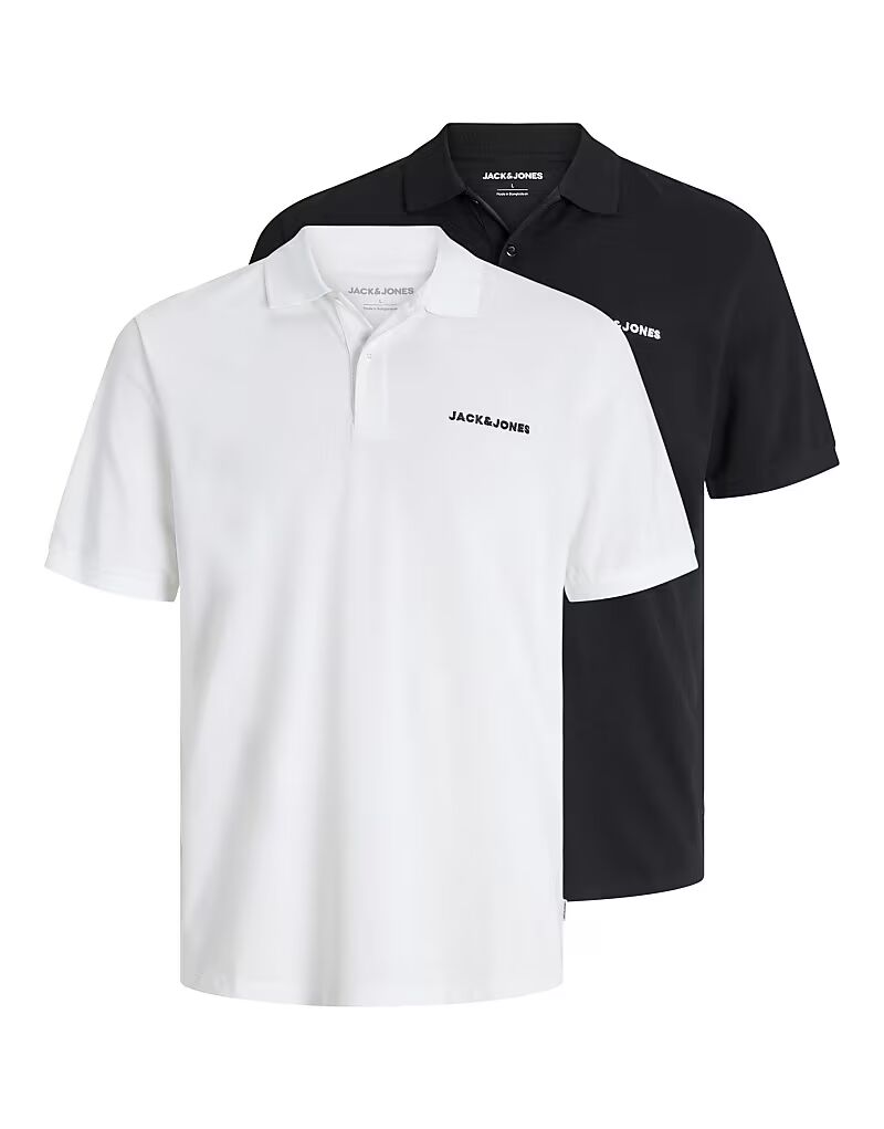 

Упаковка из 2 футболок-поло Jack & Jones черного и белого цвета