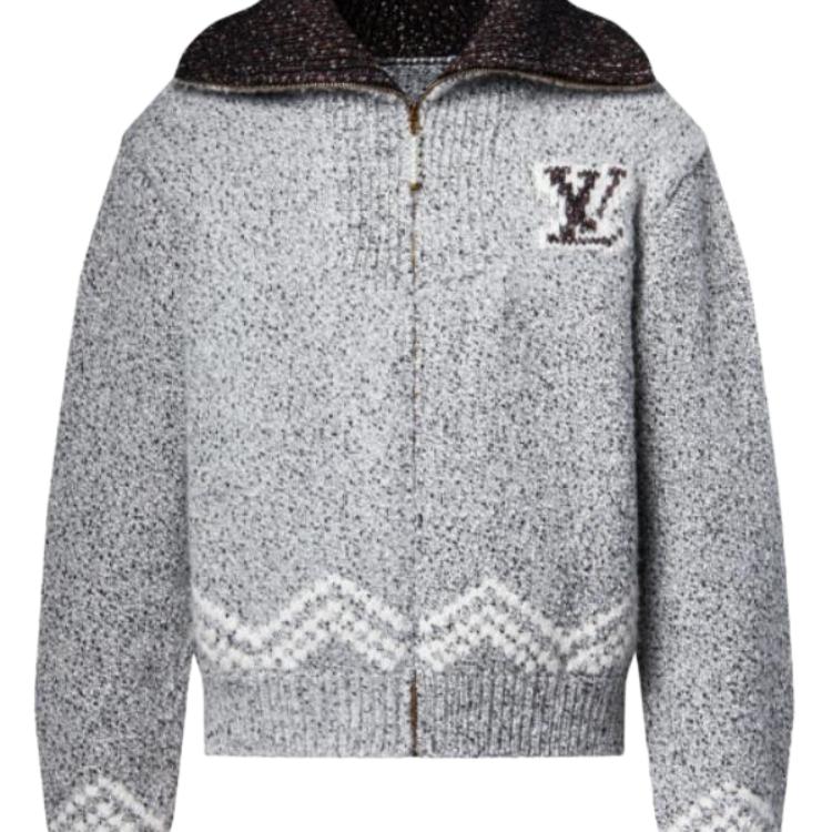Застёгивающийся на молнию вязаный блузон LOUIS VUITTON, серый — фото 4