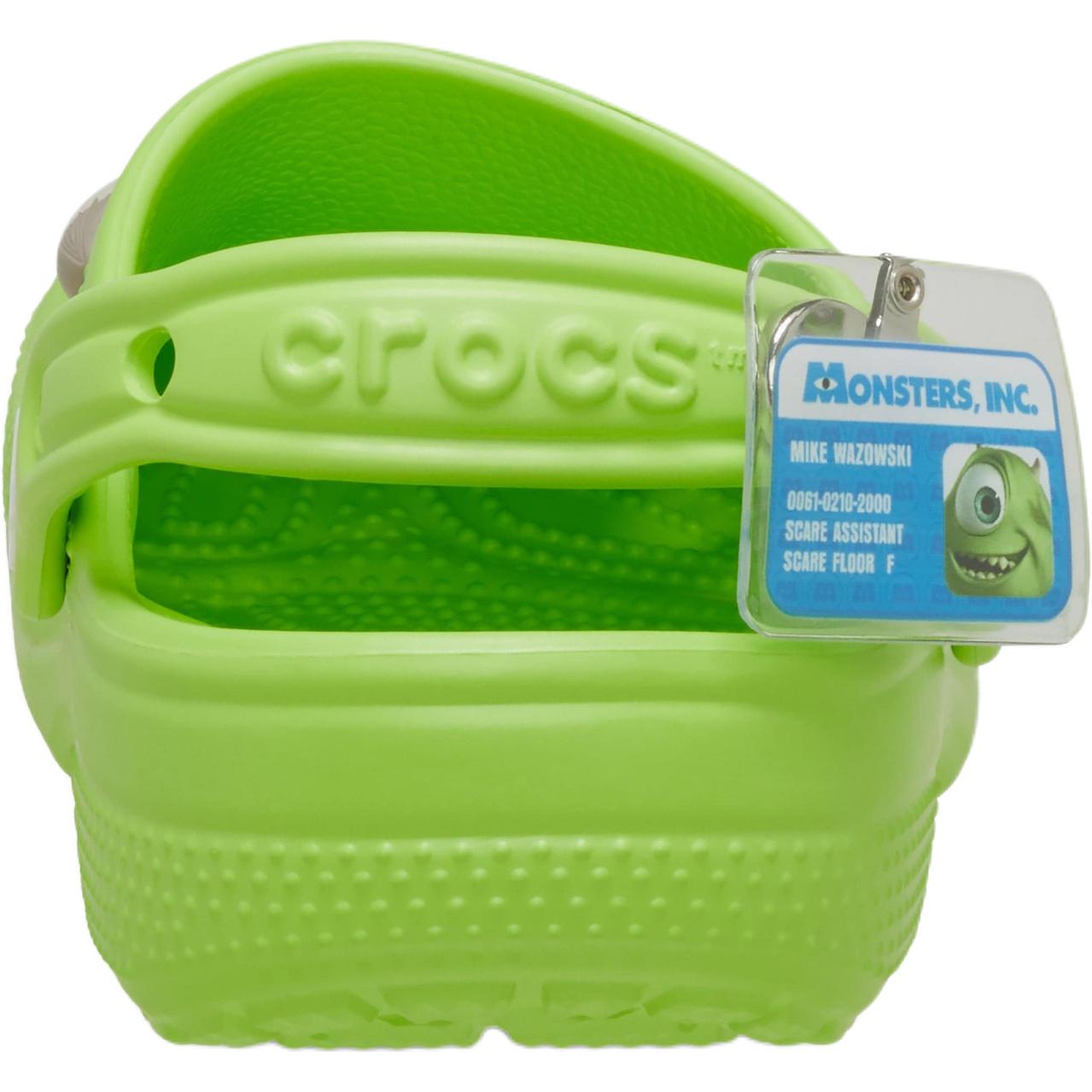 Сандалии детские Monsters Inc x Classic Clog с противоскользящим покрытием и износостойкими низкими берцами Crocs, зеленый — фото 4