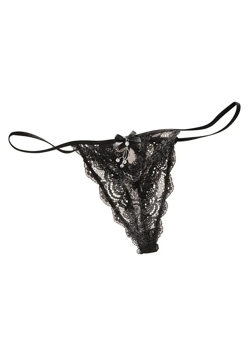 

Золотые стринги Petite Fleur из тонкого кружева Petite Fleur Gold, черный