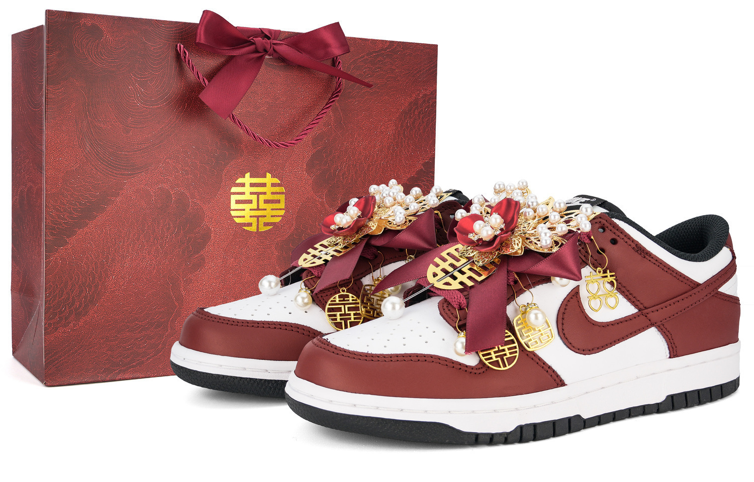

Nike Свадебные туфли Dunk, низкие скейтбордистские кроссовки Together In Harmony с амортизацией, унисекс, золотисто-красные