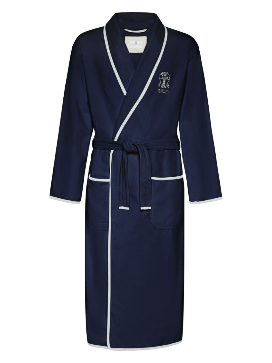 

Brunello Cucinelli халат с вышитым логотипом, синий