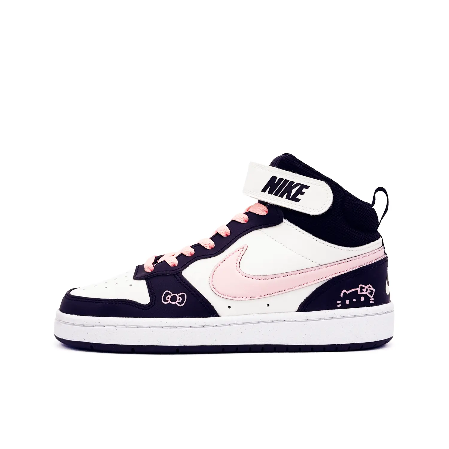 

Court Borough 2 Xiaofei Meimei Кожаные Износостойкие Противоскользящие Высокие Детские Скейтбординг Кроссовки Nike, черный белый розовый