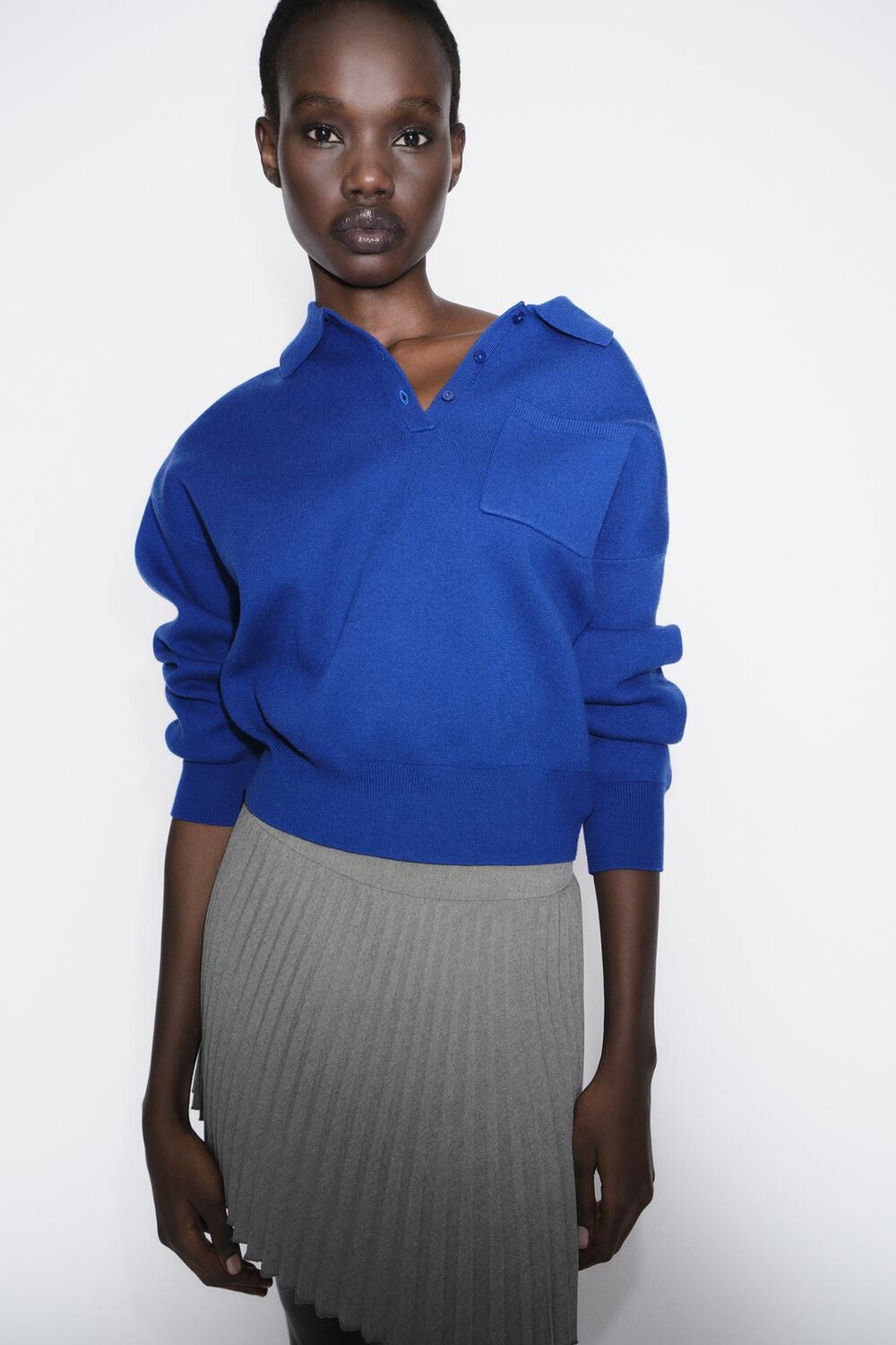 

Юбка-короткая складка ZARA, серый мергель