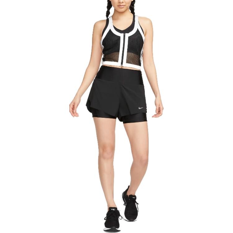Женские шорты для бега Dri-FIT Swift со средней посадкой, высота около 8 см, 2 в 1, с карманами, черные Nike — фото 2