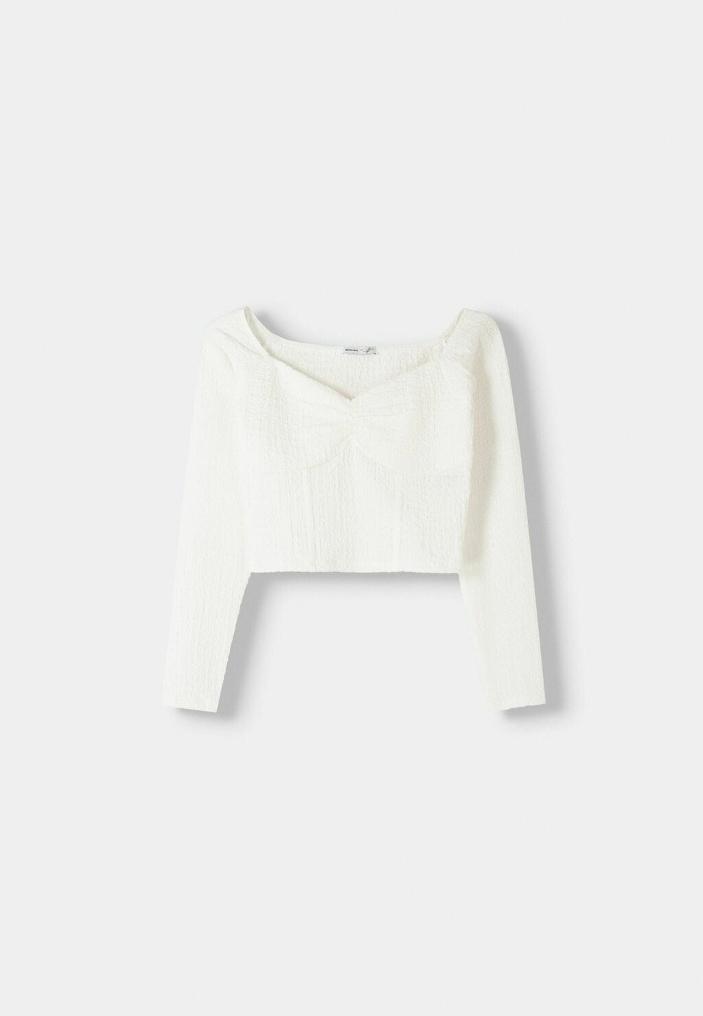 

Топ с длинными рукавами WAFFLE Bershka, белый