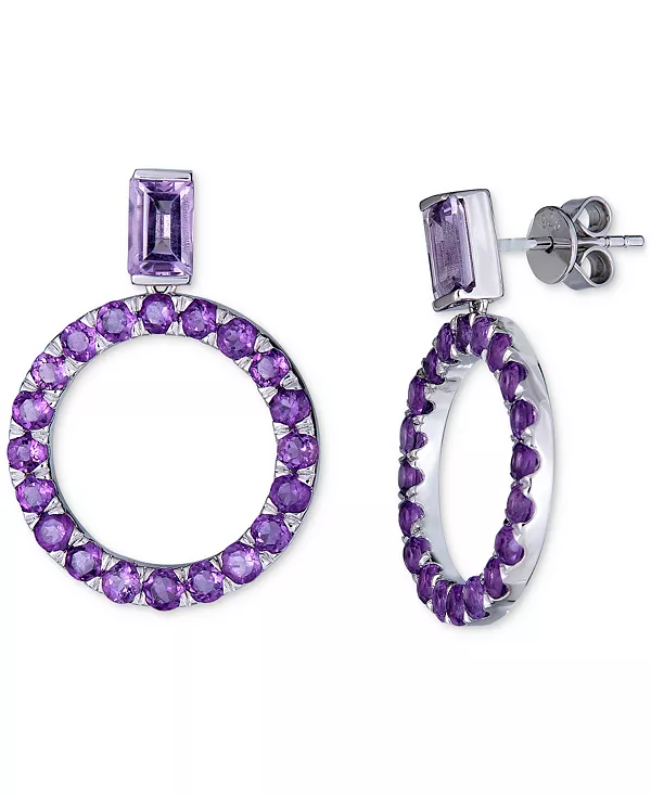 

Серьги-Подвески с аметистом (2,5 карата) или небесно-голубым топазом (4,5 карата) из стерлингового серебра Macy'S, amethyst