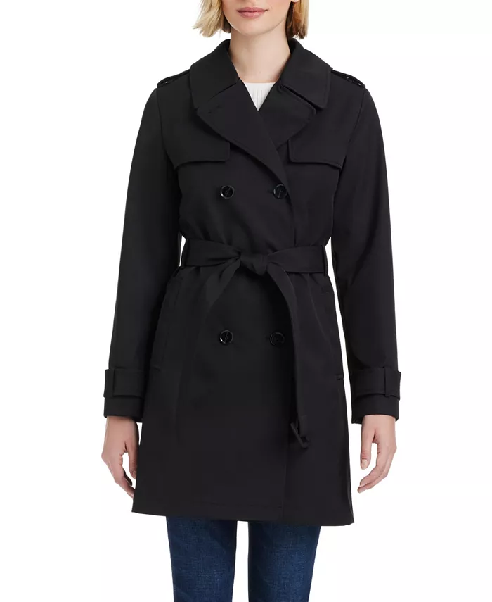 

Женское короткое двубортное тренчкот kate spade new york, черный