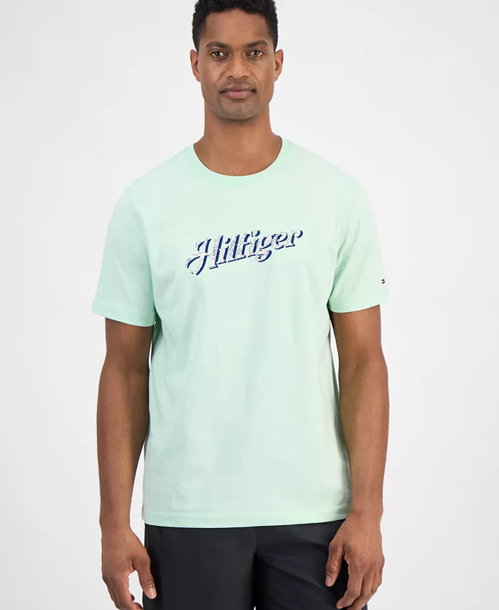 

Мужская футболка с коротким рукавом и круглым вырезом с логотипом Script Tommy Hilfiger, зеленый