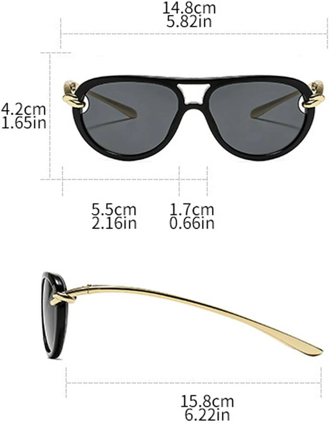 

Laureles Винтажные солнцезащитные очки «кошачий глаз» с двойным лучом, модные очки в стиле Y2k для женщин, черные, цвета шампанского, очки-пилот для мужчин, C3