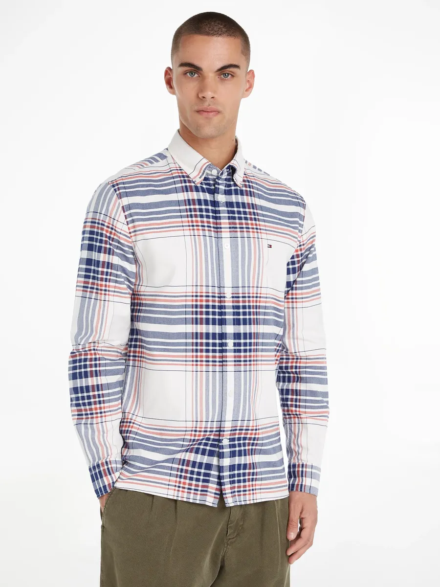 

Рубашка Tommy Hilfiger с длинными рукавами "XL OXFORD CHECK RF SHIRT" в крупную клетку, белый