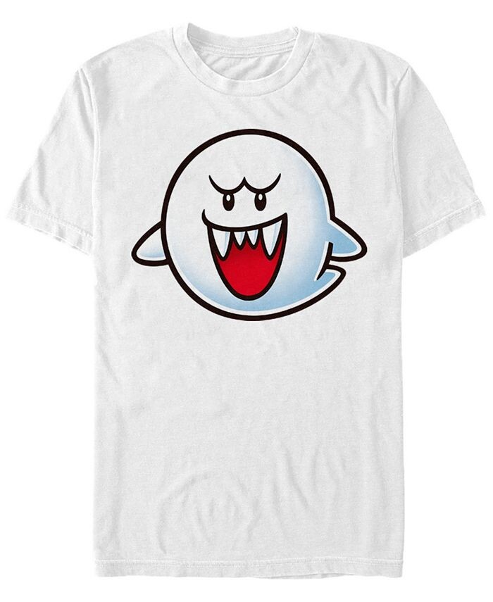 

Мужская классическая футболка Nintendo с короткими рукавами Big Face Boo Ghost Fifth Sun, белый
