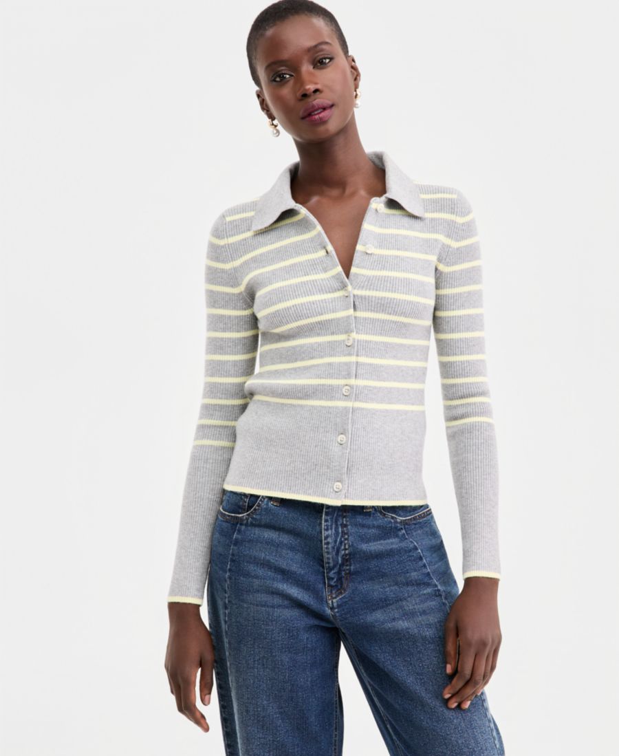 

Женский кардиган в полоску с воротником On 34th, Light Gray Heather