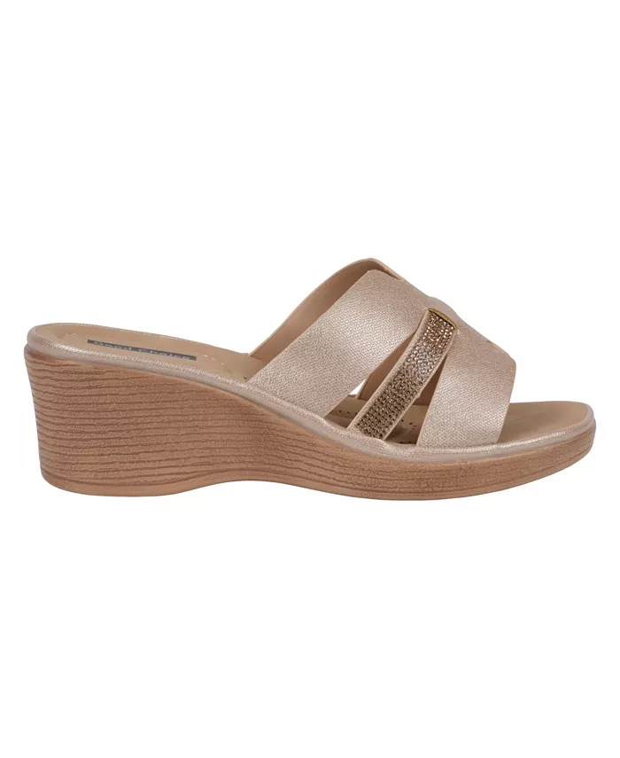 Женские босоножки Frances на платформе с декоративными элементами GC Shoes, золотой — фото 2