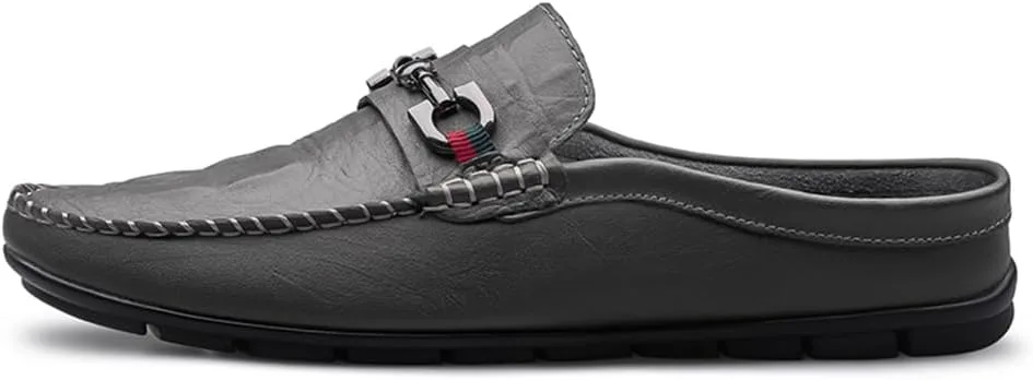 

Мужские тапочки-лоферы без задника из кожи, формальная и повседневная обувь, деловые повседневные туфли Abborora, серый