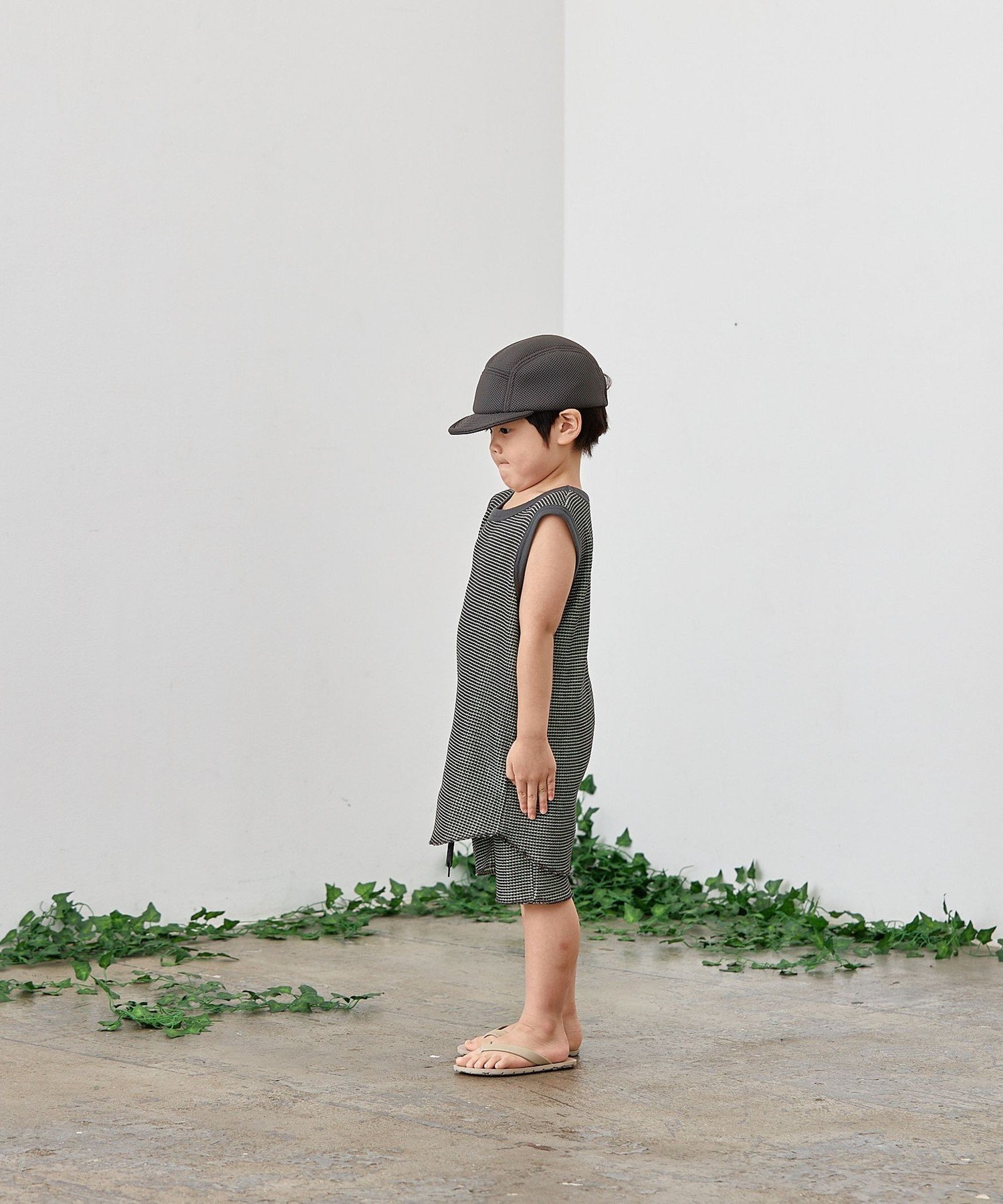 ГОРА 10.: 95~140 см / Двухцветные вафельные шорты SHIPS KIDS, Charcoal Gray — фото 2