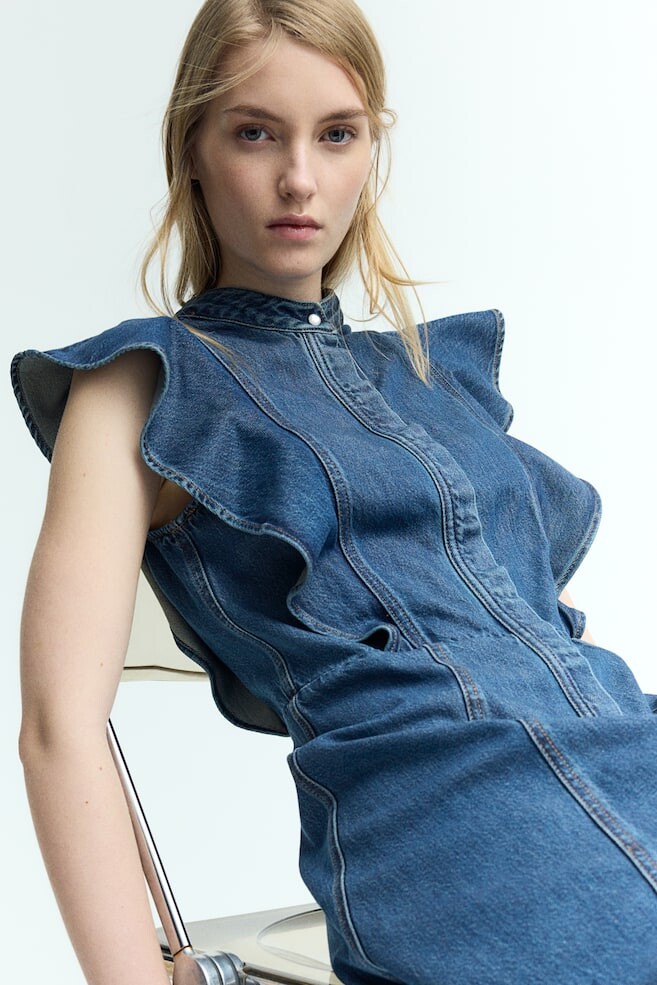 

Платье с воланами из денима H&M, синий