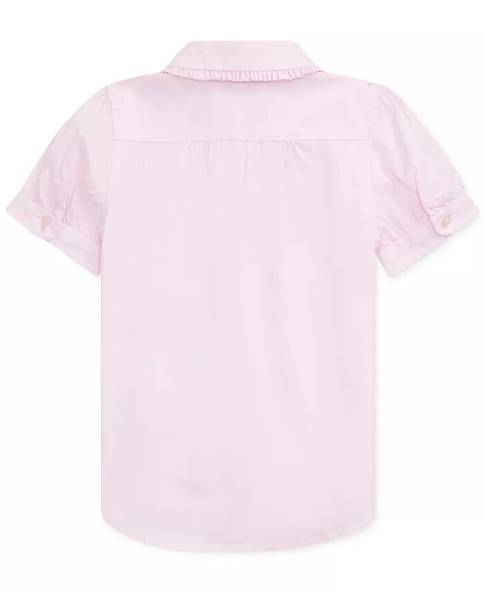 Однотонный топ Oxford с короткими рукавами для маленьких девочек Polo Ralph Lauren, розовый — фото 2