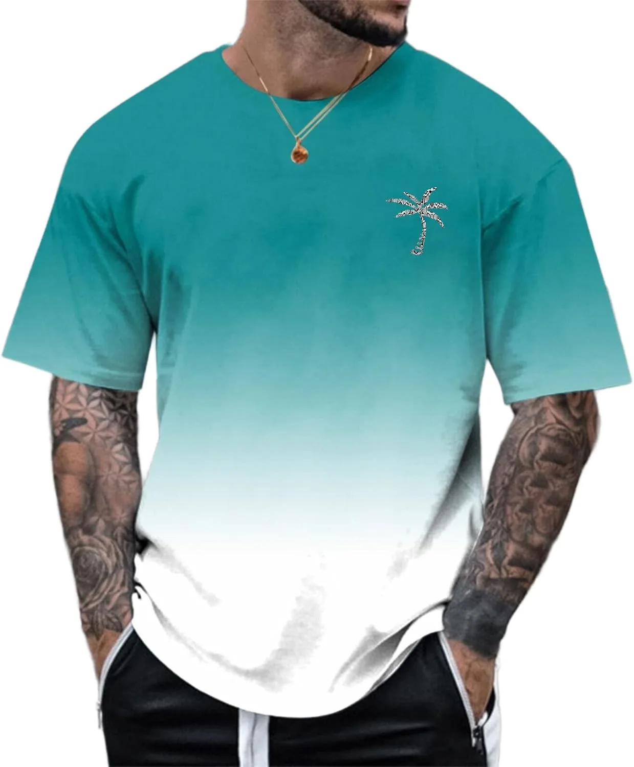 Футболка мужская Casual с принтом, круглый вырез, короткий рукав, Slim Fit — фото 2