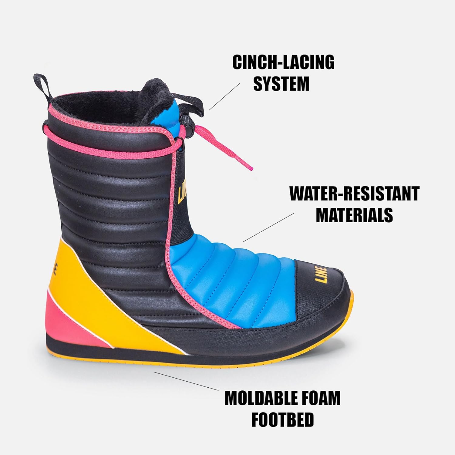 Ботинки LINE Unisex Adult BOOTIE 2.0, Теплые водостойкие зимние ботинки для отдыха после катания на лыжах с формованной стелькой из пеноматериала и системой шнуровки, Neon — фото 3