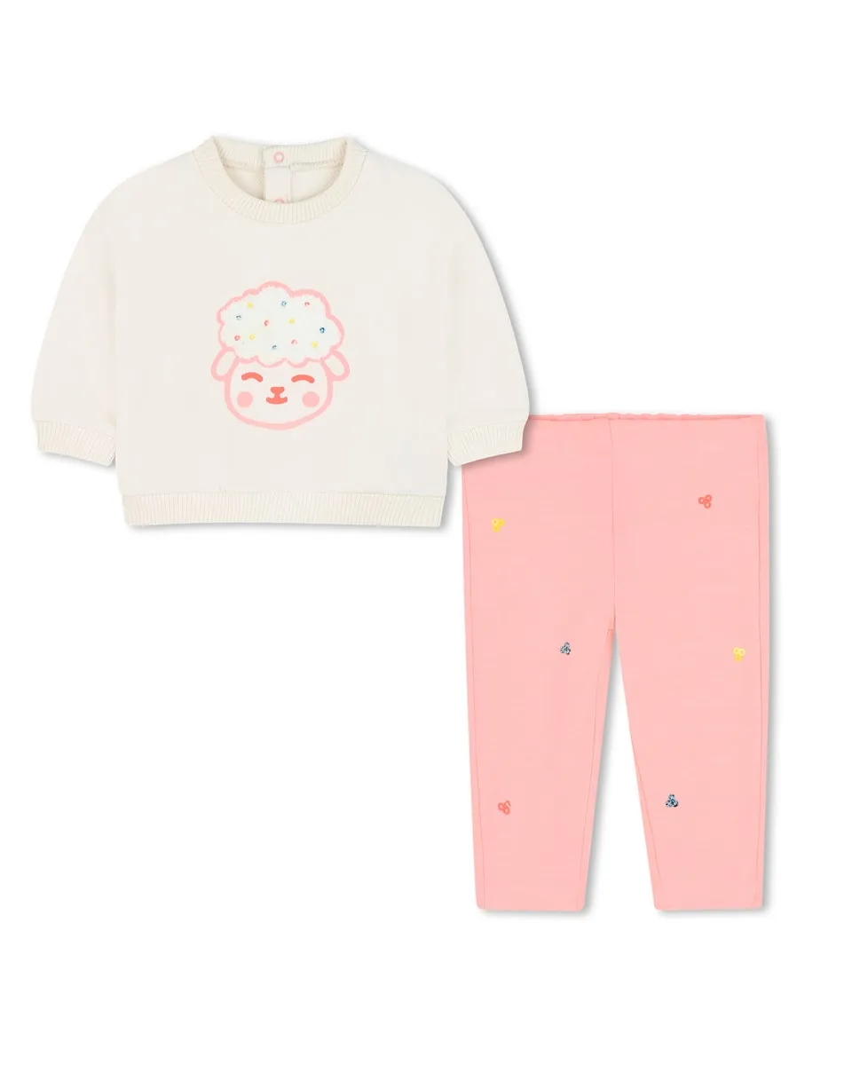 

Детский комплект из хлопка: худи и леггинсы Billieblush, розовый