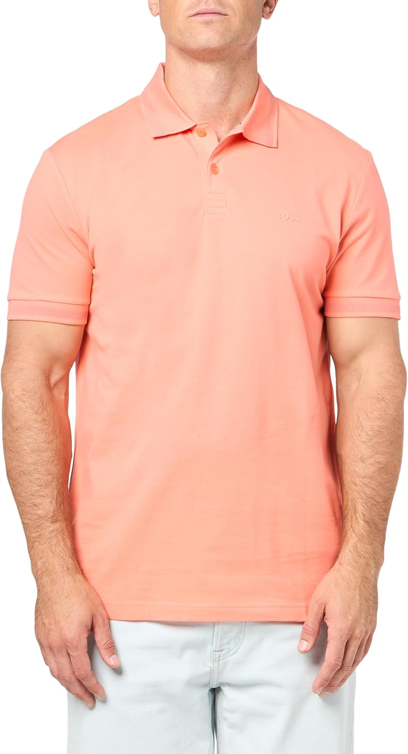 

Мужская спортивная рубашка-поло BOSS Pio Sporty Tonal Collar, Fusion Coral, Розовый, Мужская спортивная рубашка-поло BOSS Pio Sporty Tonal Collar, Fusion Coral